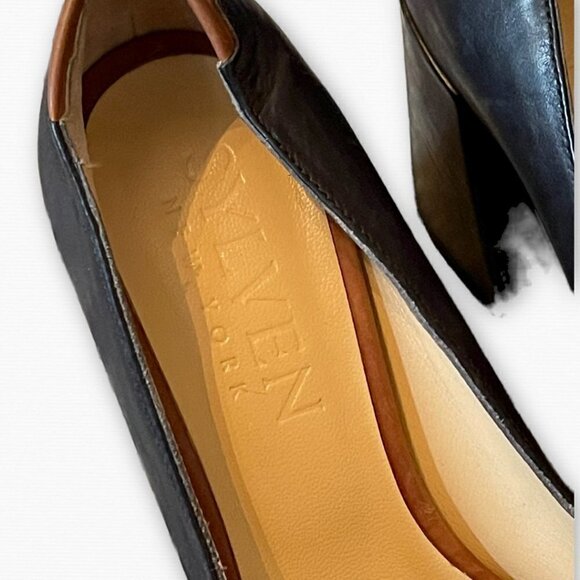 SYLVEN NEW YORK Kit Block Heel Pump In Black  Size 37.5 - Picture 3 of 9